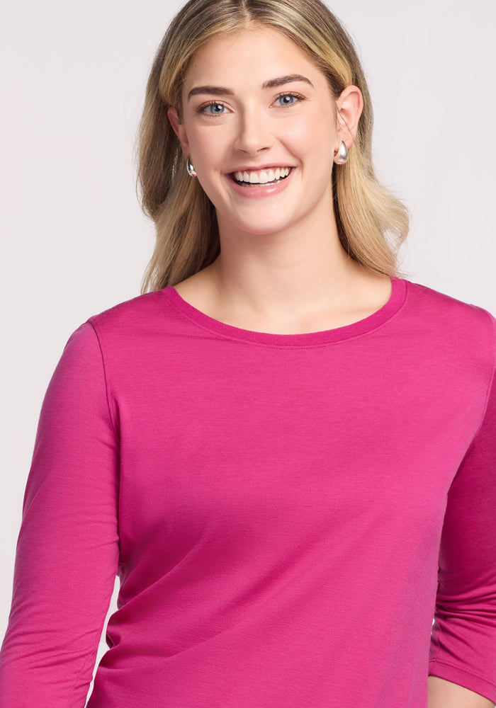 Jenny 3/4 Sleeve Crew Neck • Final Sale Deals! - Berry Punch