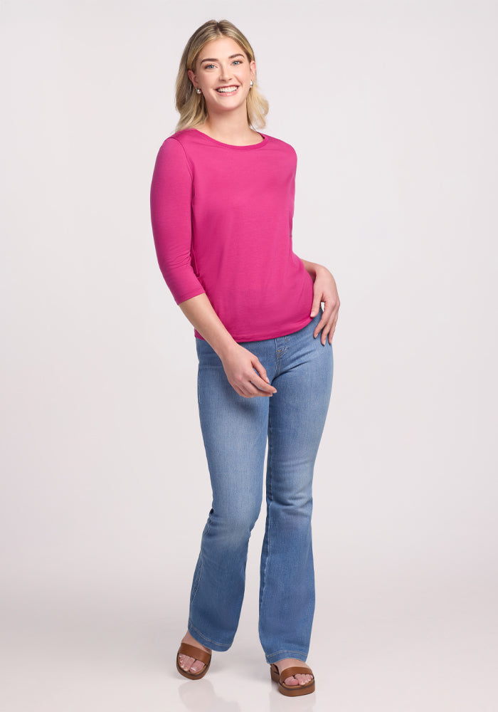 Jenny 3/4 Sleeve Crew Neck • Final Sale Deals! - Berry Punch