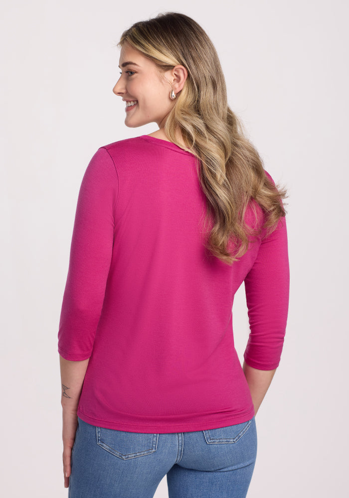 Jenny 3/4 Sleeve Crew Neck • Final Sale Deals! - Berry Punch