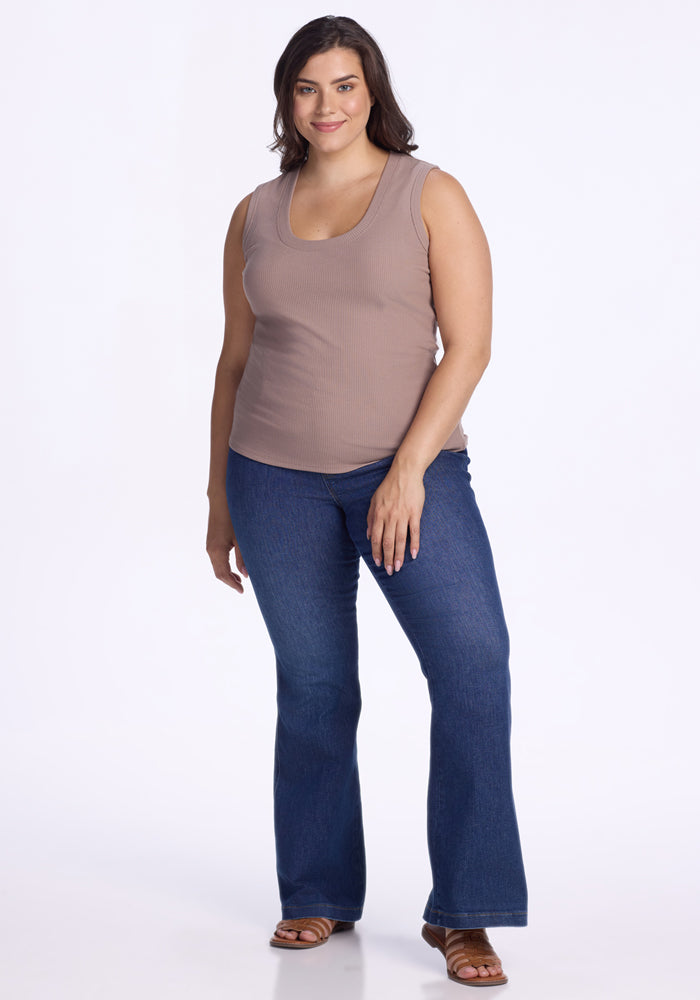 Sloane Ribbed Tank - Mocha Meringue