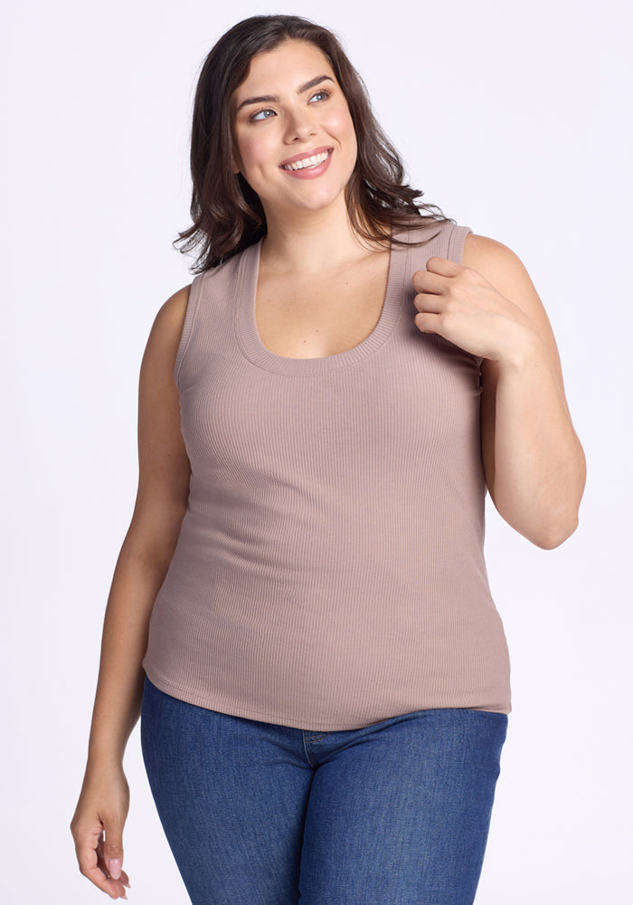 Sloane Ribbed Tank - Mocha Meringue