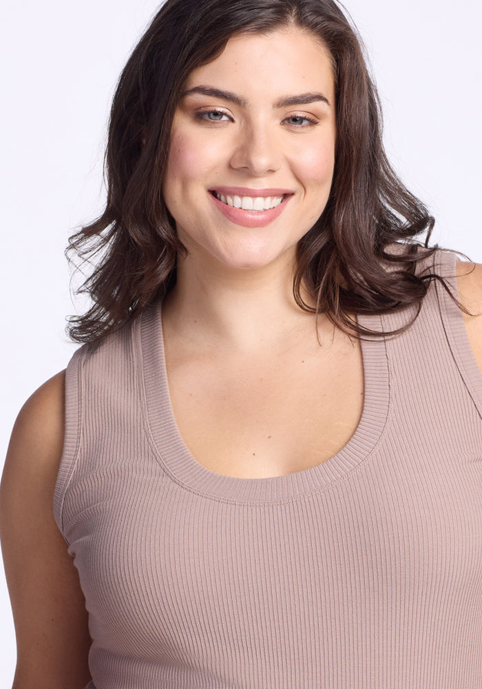 Sloane Ribbed Tank - Mocha Meringue